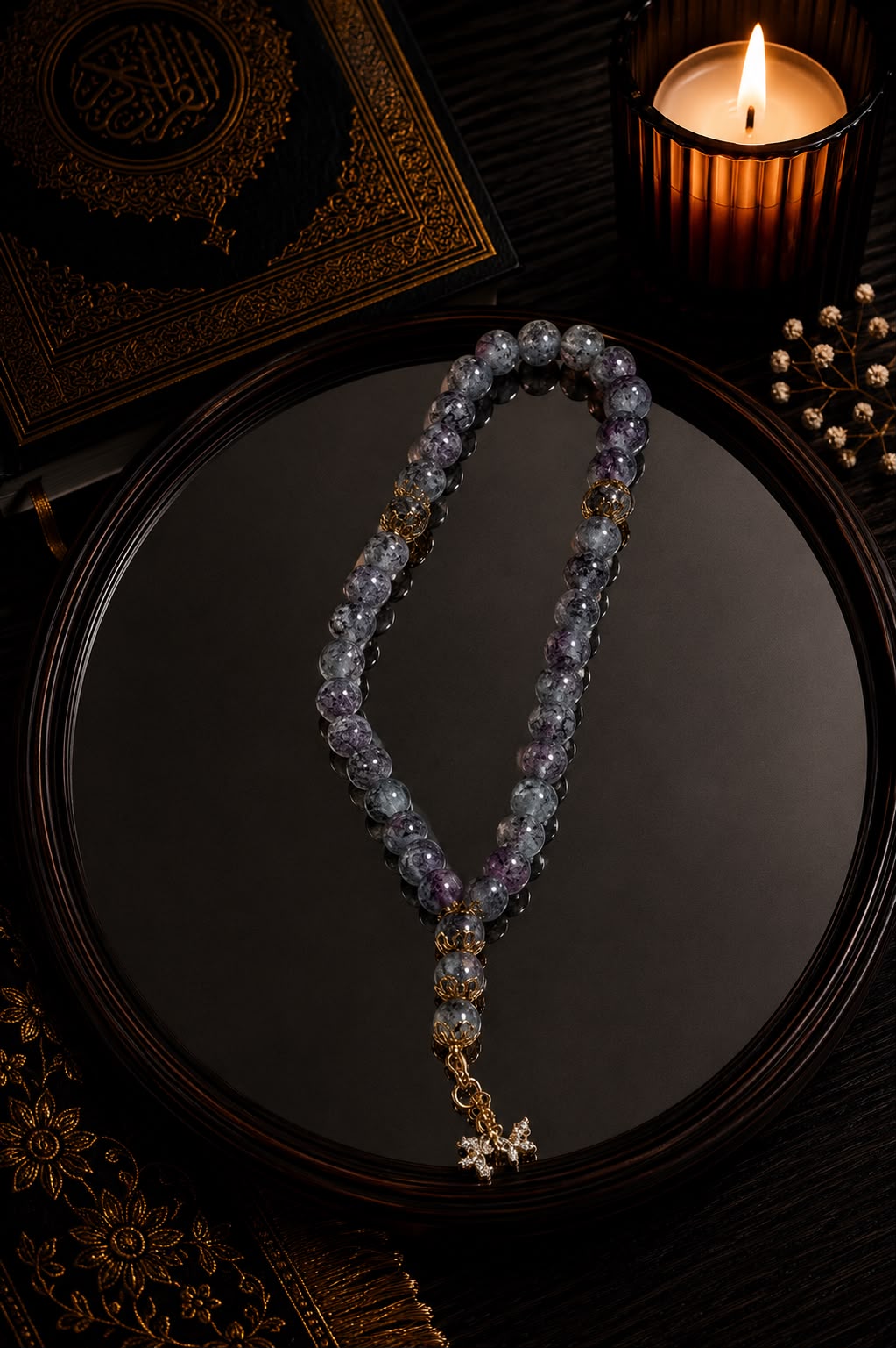Grey Purple Mini Tasbih