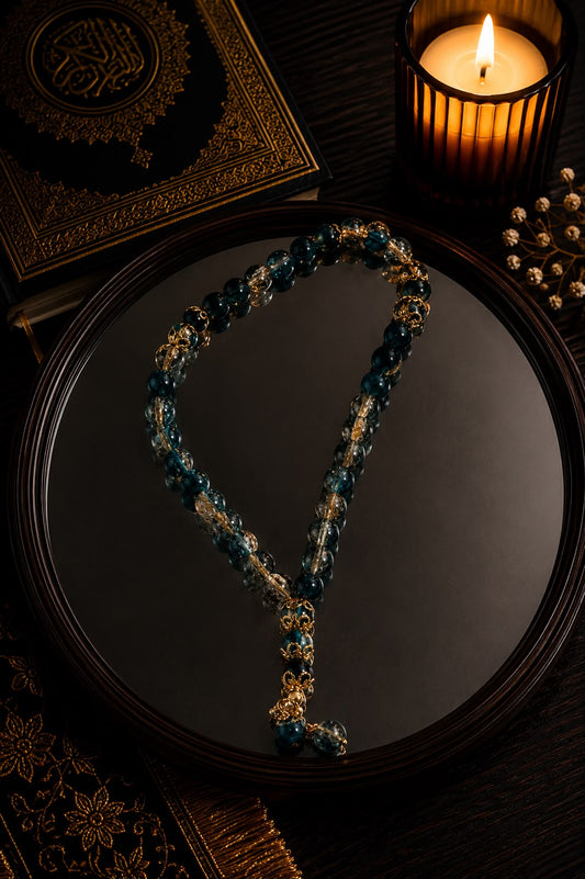 Gold Blue Mini Tasbih